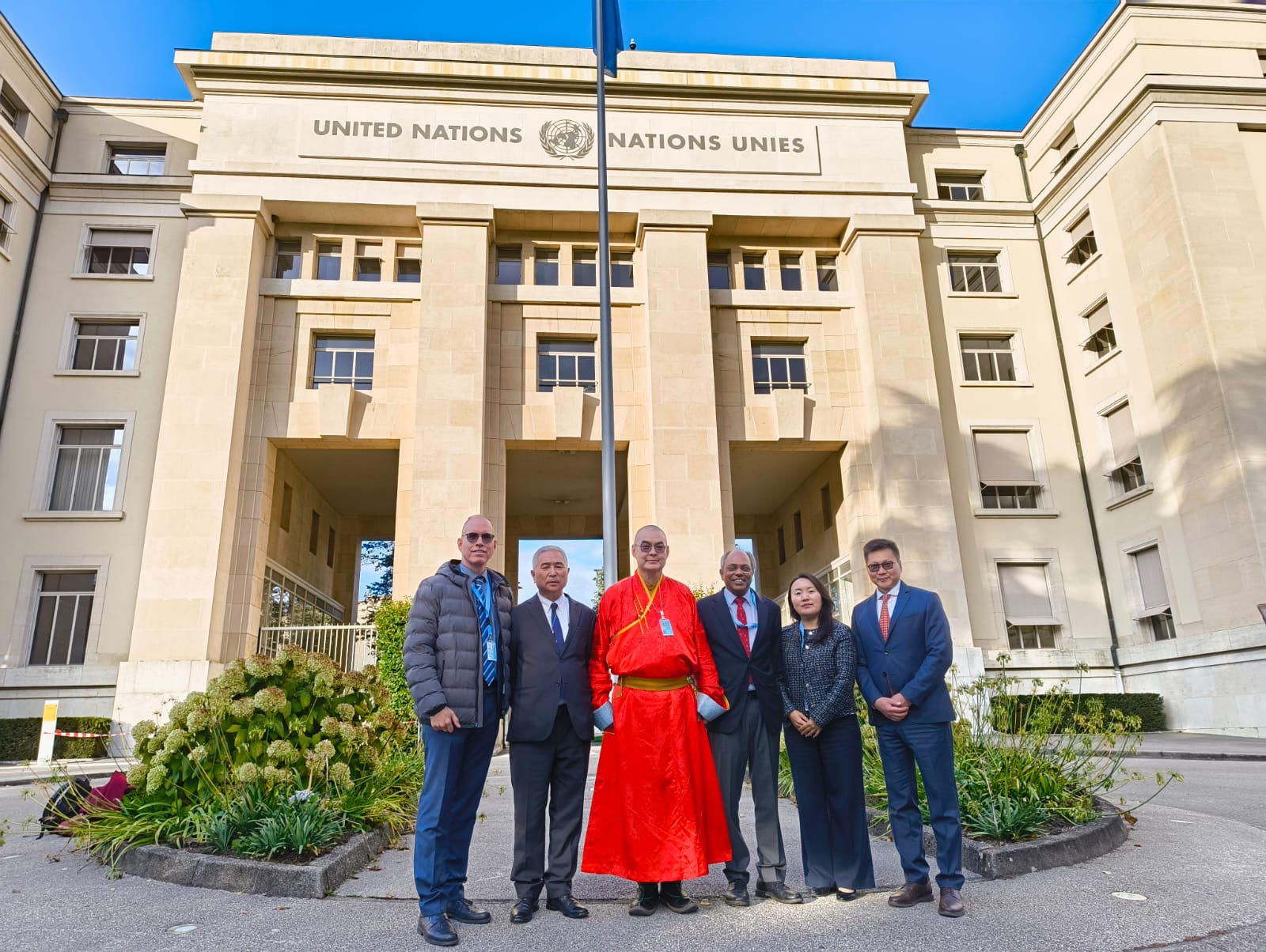 In front of main UN building